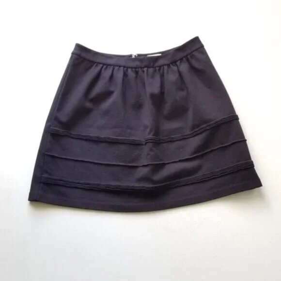 *3 FOR $9* J. Crew Solid A Line Mini Ribbed Stripe Detail Knit Swing Skirt 2 XS - Picture 1 of 2